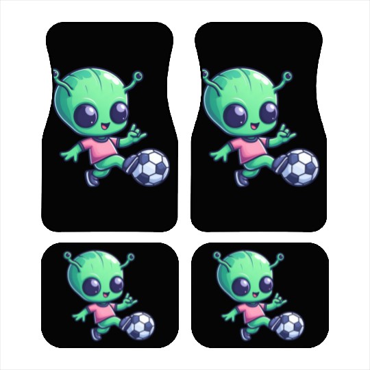 Soccer Playing Alien: Green Galaxy Meets Pitch Car Mats