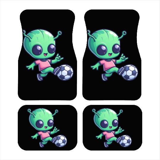 Soccer Playing Alien: Green Galaxy Meets Pitch Car Mats