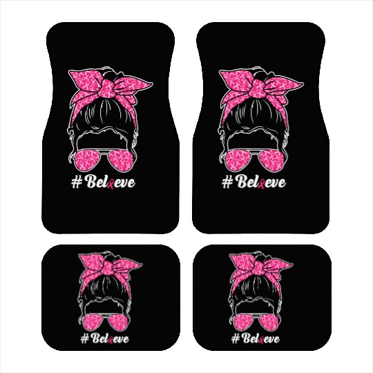 Breast Cancer Awareness Messy Bun Car Mats