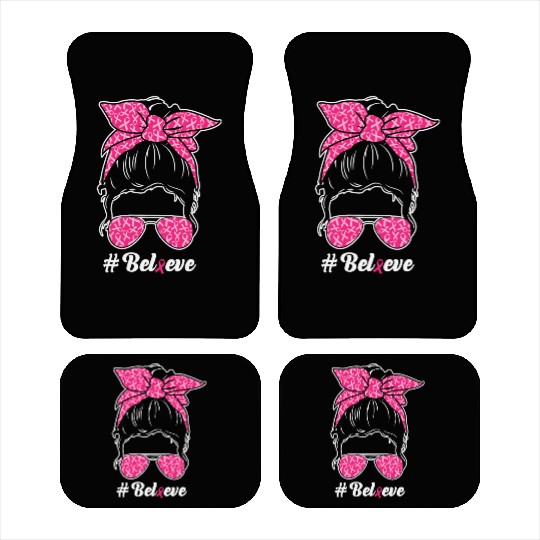Breast Cancer Awareness Messy Bun Car Mats