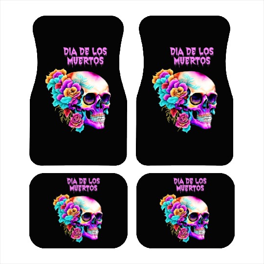 Vintage Dia de los Muertos Art Design Sugar Skull Car Mats