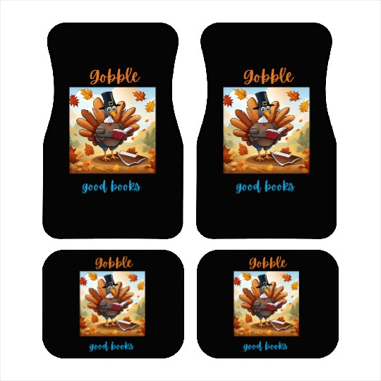 Gobble Good Book Thanksgiving Library Turkey Fall Car Mats