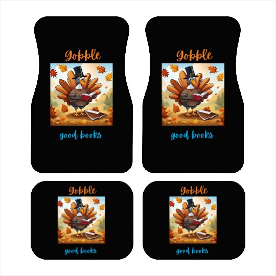 Gobble Good Book Thanksgiving Library Turkey Fall Car Mats