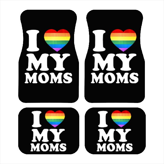 I Love My Moms Rainbow Heart Gay Pride Lgbt Flag Car Mats