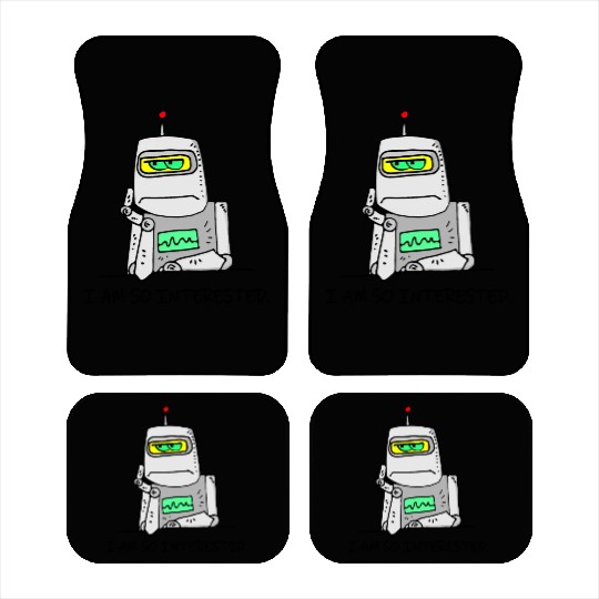 Interested Robot Funny Moody Bored Cartoon Joke Car Mats