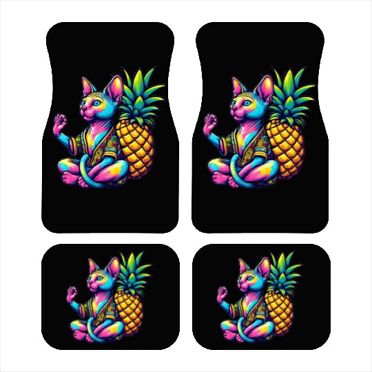 Meditating Sphynx cat with pineapple Car Mats