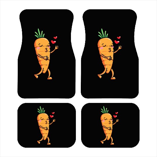 Carrot Emoticon Vegetable Vegan Vegetarian Car Mats