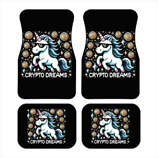 Crypto Dreams - 8-bit Unicorn Amidst Digital Coins Car Mats