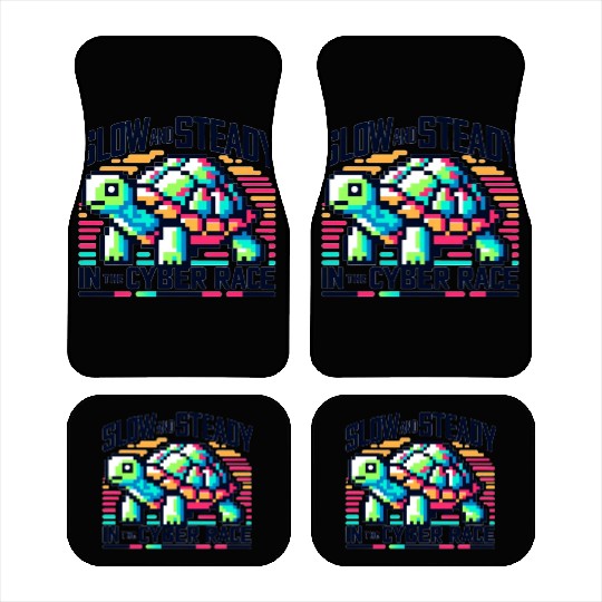 Cyber Turtle - Slow and Steady in 8-bit Color Car Mats