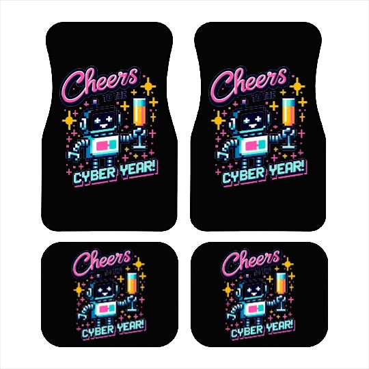 Retro Robot New Year's Toast - Cyber Champagne Fun Car Mats