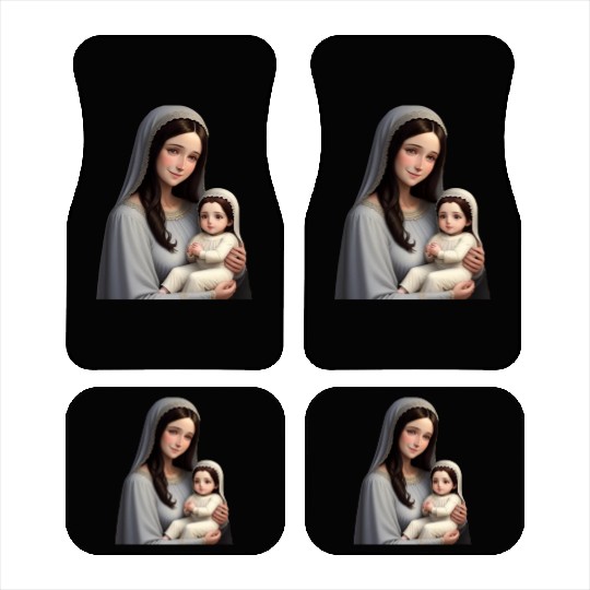 Smiling Mother Mary with Baby Jesus Car Mats