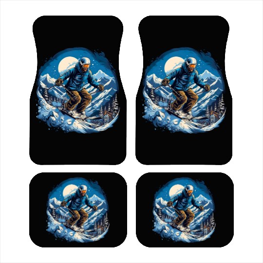 Skiing Off Piste Winter Fun for a Skiers Car Mats