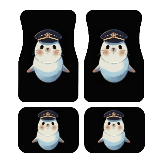 Seal Sailor Cap Boat Captain Cap Boating Seal Car Mats