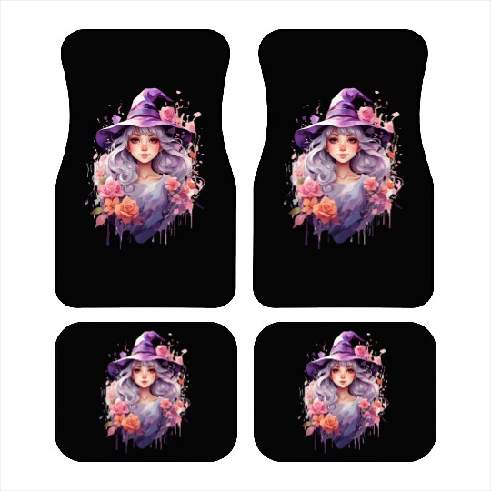 A cute multicolored witch print, fantasy girl. Car Mats