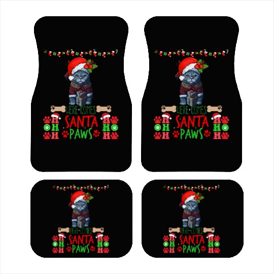 "Santa Paws' Kitty Welcome" Car Mats