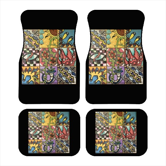 Hand painted wooden squares art by KateToxin Car Mats