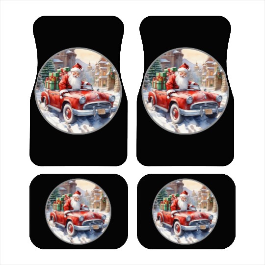 Santa Claus rides in a convertible car Car Mats