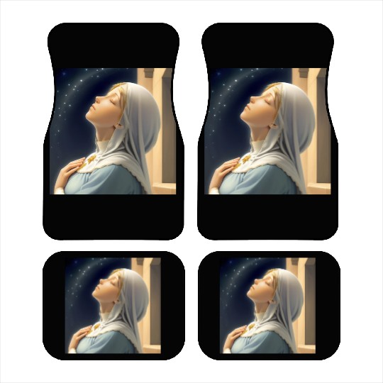 Virgin Mother Mary Praying on a Starry Night Car Mats