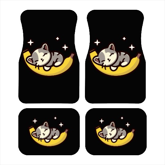 Kitten Sleeping On A Banana Car Mats