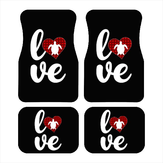 Sea Turtle Lover Buffalo Plaid Love Turtle Car Mats