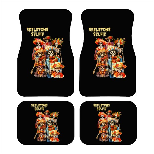 Mexican Holiday Day of the Dead Skeletons Selfie Car Mats