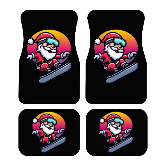 Santa Claus on snowboard Car Mats