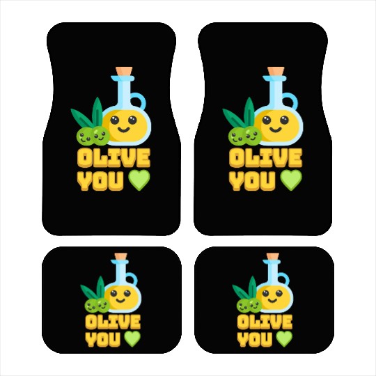 Olive You! Cute Olive I Love You Cartoon Car Mats