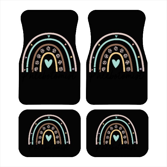 Phlebotomist Life Rainbow Leopard Print Face Car Mats