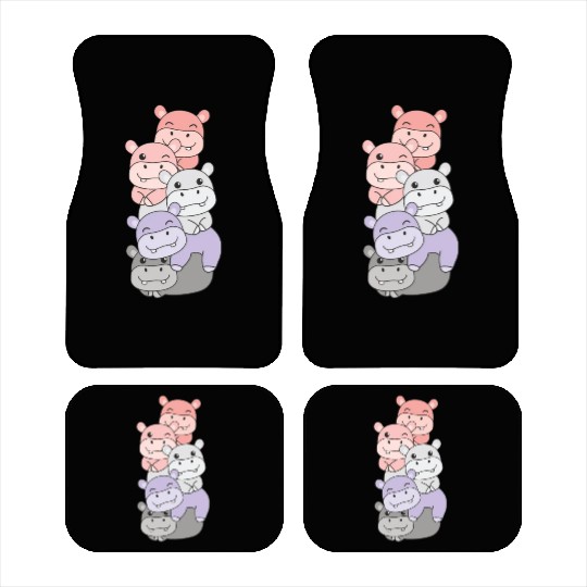 Cupioromantic Flag Pride Lgbtq Cute Hippo Car Mats