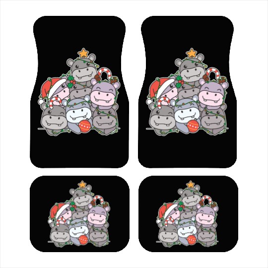 Hippo Christmas Tree Funny Animal Christmas Car Mats