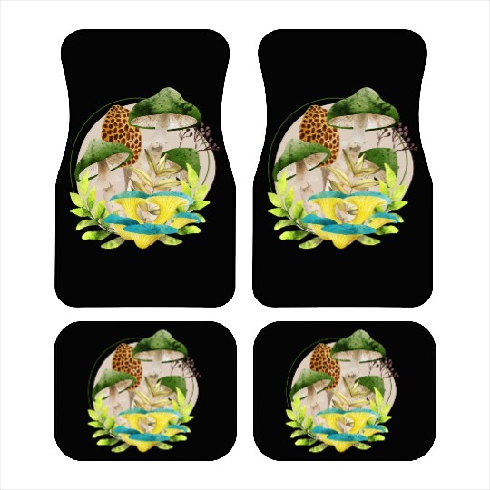 Green and Brown Mushrooms Car Mats