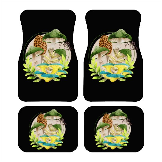 Green and Brown Mushrooms Car Mats