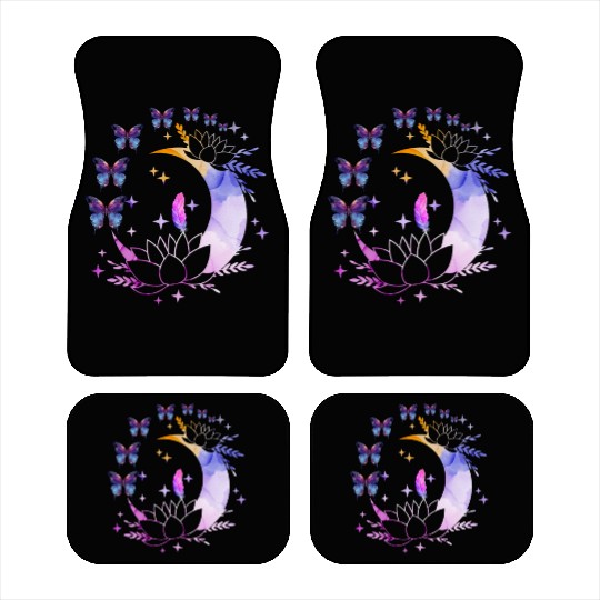Celestial Serenity Moon, Lotus, Feather, butterfly Car Mats