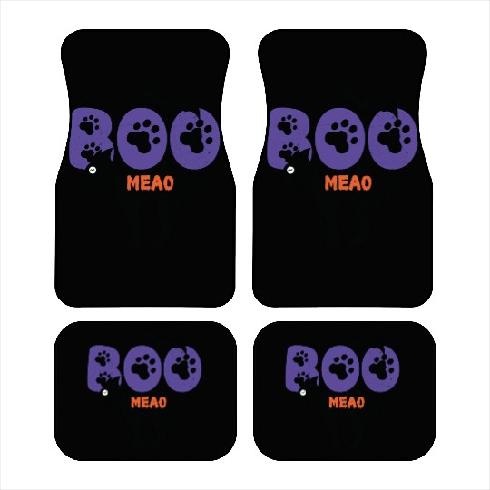 BOO Meao Funny Halloween Saying And Cat lovers Car Mats