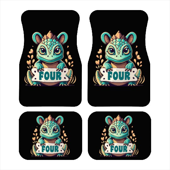 Fantasy Reptile Creature With Word "Four" Car Mats