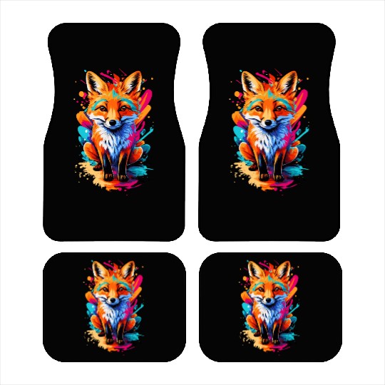 Fox Colourful - Cute Fox - Forest Animal Baby Fox Car Mats