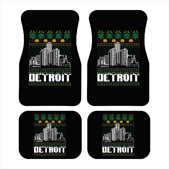 Detroit Michigan Ugly Christmas Car Mats