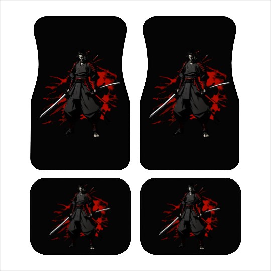 Anime Samurai Hero in Black Kimono Car Mats