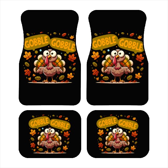 Fun Turkey Gobble Gobble for a Joyful Thanksgiving Car Mats