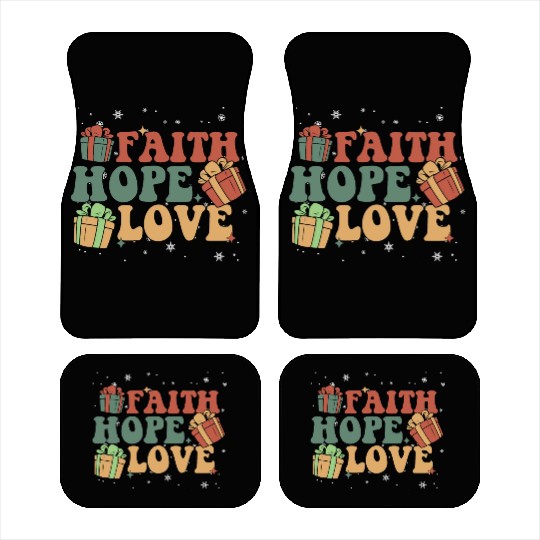 Faith Hope Love Religious Family Christmas Car Mats