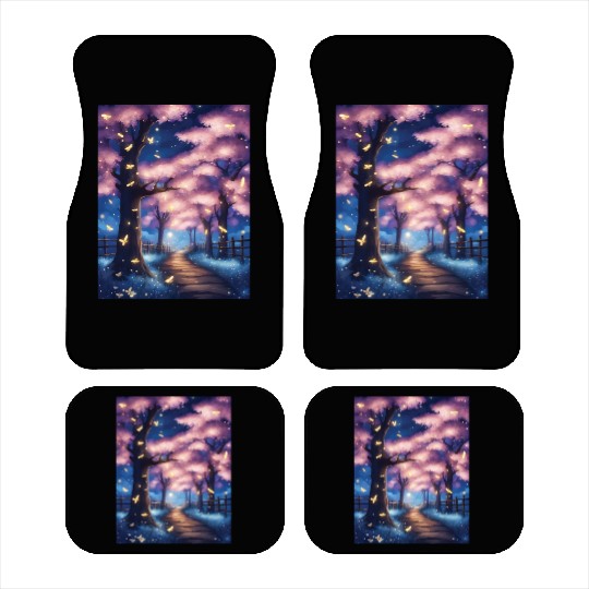 Fireflies In Cherry Blossom Trees Car Mats