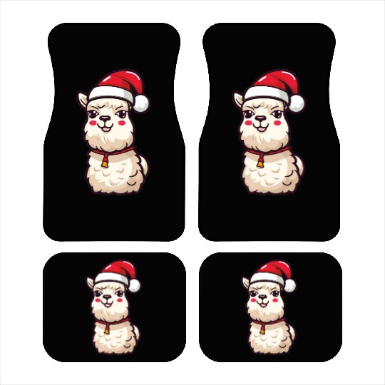 CUte Llama Wearing Santa Hat Car Mats