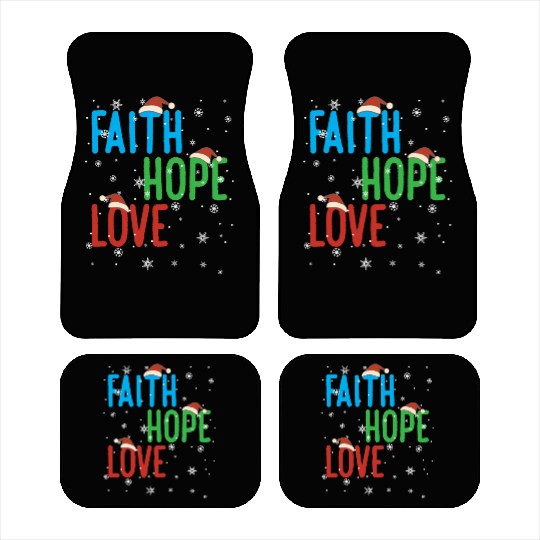 Faith Hope Love Religious Family Christmas Santa Car Mats