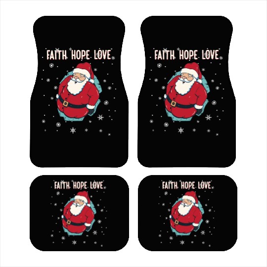 Faith Hope Love Religious Family Christmas Santa Car Mats