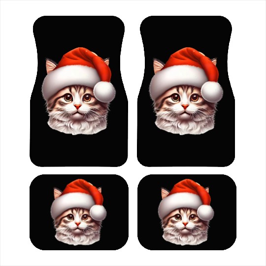 Cute Kitten Wearing a Santa Claus Hat Car Mats