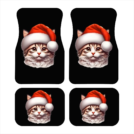 Cute Kitten Wearing a Santa Claus Hat Car Mats