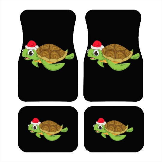 Christmas Car Mats for Girls Sea Turtle Santa Hat