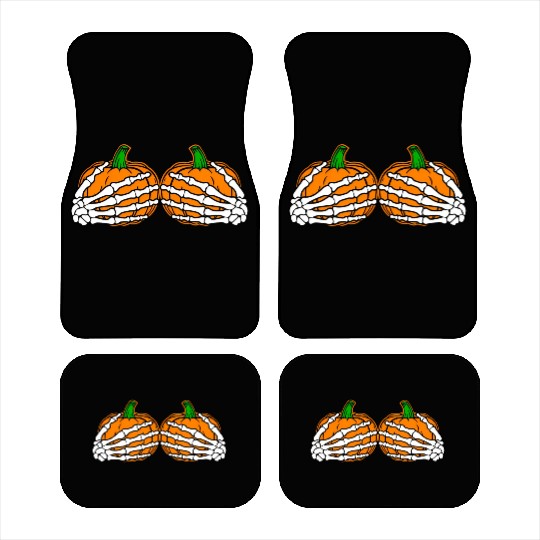 Halloween Skeleton Hands On Chest Pumpkin Boobs Car Mats