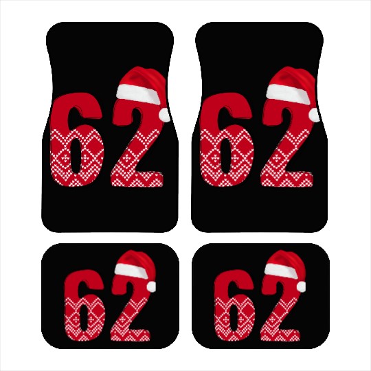62 Red and White Christmas Number Sixty Two Car Mats