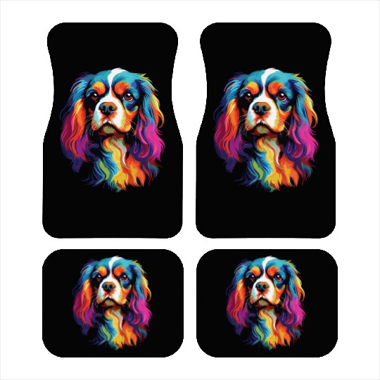 Watercolor Colorful Cavalier King Charles Spaniel Car Mats